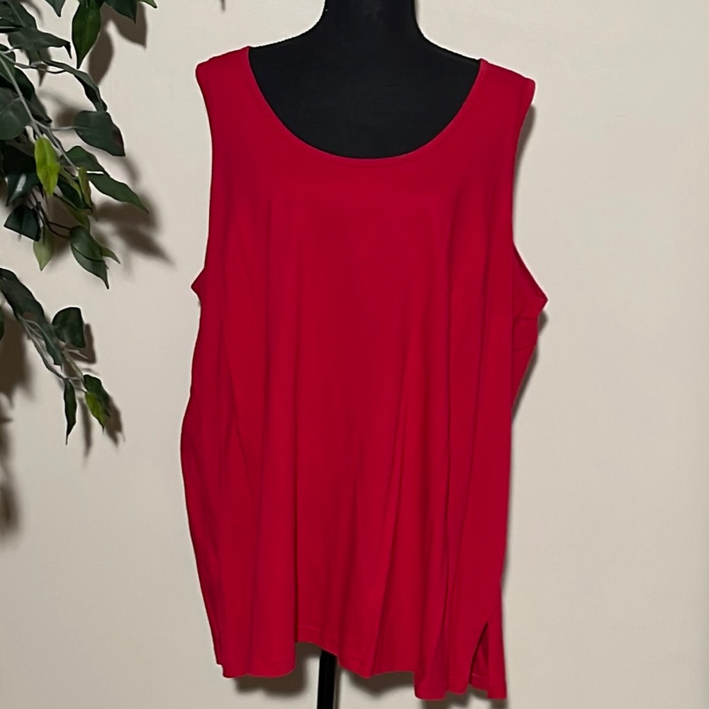 Woman Within tank top - 100% Cotton - Red - size 2X (26/28)